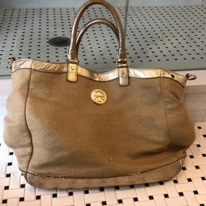 Gold Tory Burch tote